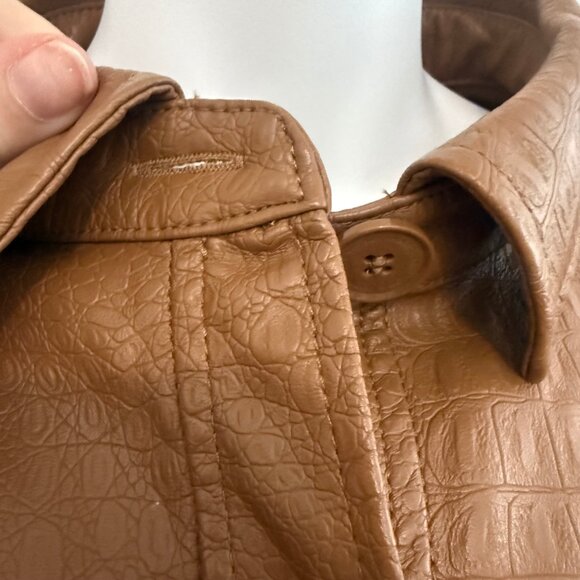 Marc New York Faux Leather Belted Jacket | Brown Croc-Embossed | Size M - Picture 9 of 14